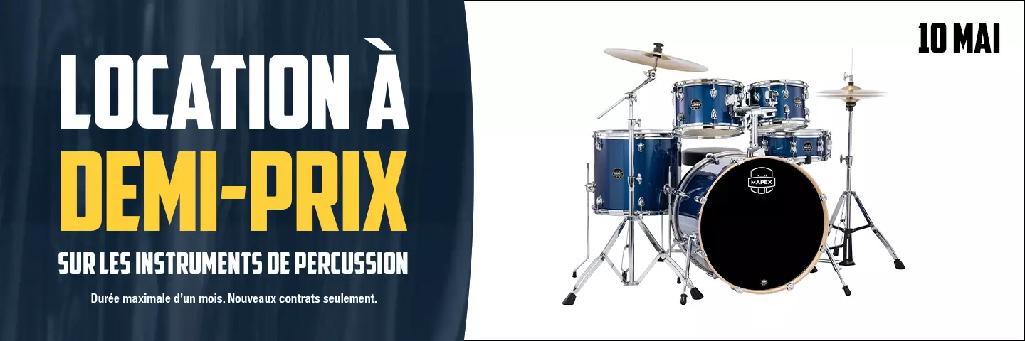 Location  demi-prix sur les instruments de percussion